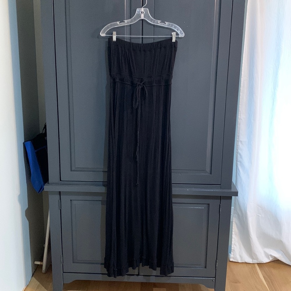 Strapless black maxi dress